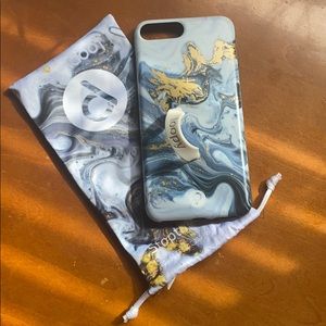 Blue and gold marble loopy case